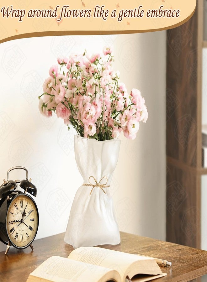 ABOUT SPACE مزهرية زهور من ABOUT SPACE - مزهرية على شكل كيس غير منتظم لغرفة المعيشة - مزهرية زجاجية ورقية مطوية للنباتات المائية - ديكور طاولة للمنزل والمطاعم - قطعة مركزية مثلجة، عصرية، شفافة - Image 5